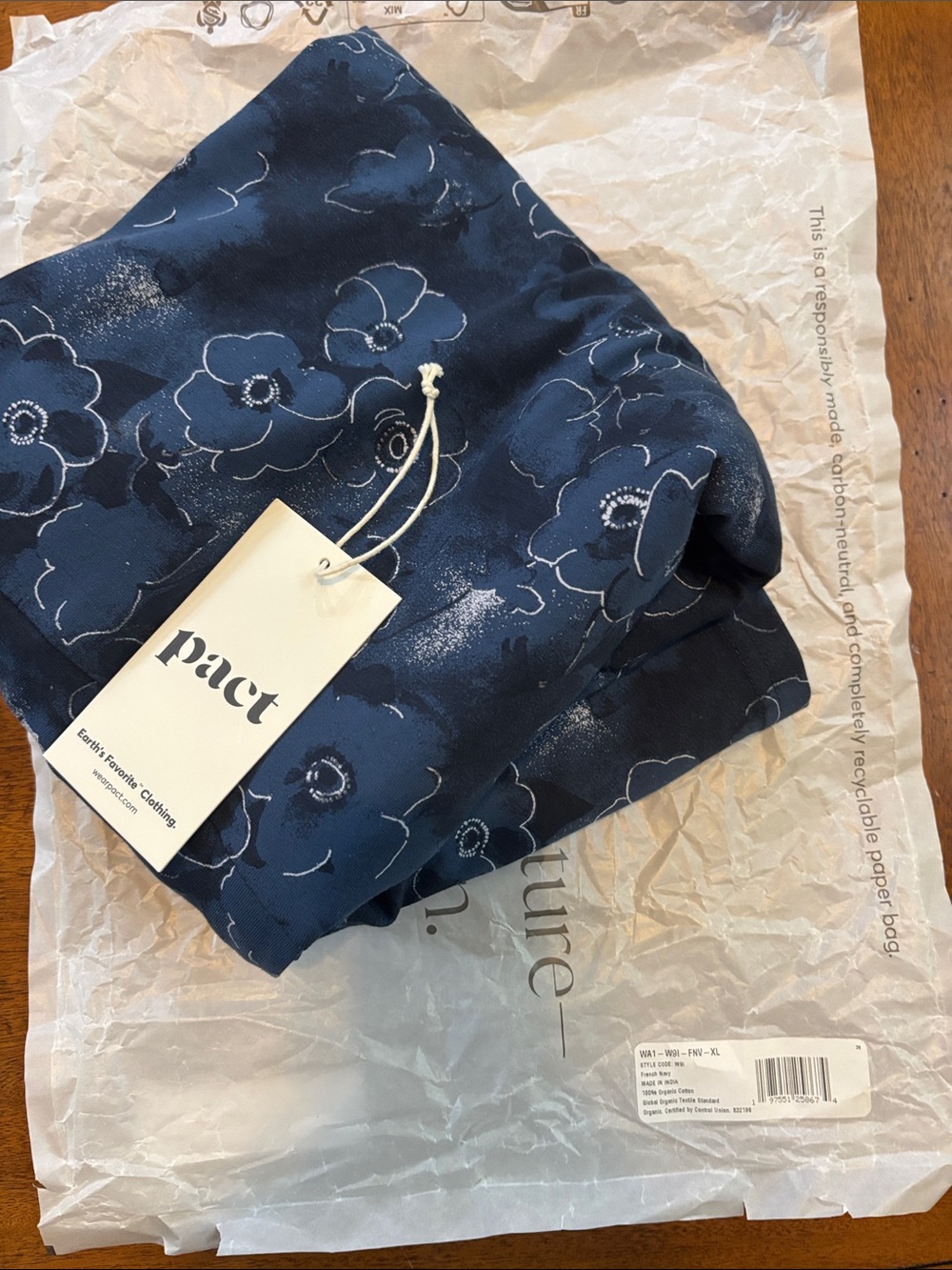 NWT Pact Women's Navy Solstice Floral Fit & Flare Midi Dress, XL (Short) - Picture 7 of 8
